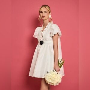 Sister Jane Dream Lotus Jacquard Mini Dress in Pearled White Size Medium